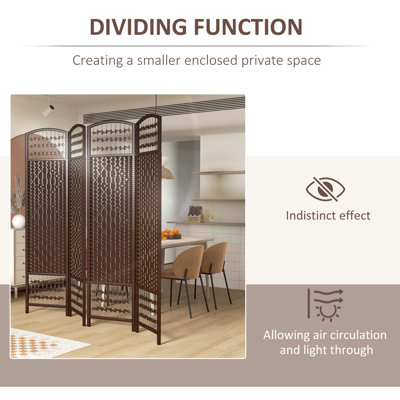 4 Panel Room Divider, Folding Privacy Screen,Wave Fiber Freestanding Partition Wall Divider