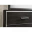 1 x table de chevet en bois massif gris chaud lignes modernes et élégantes garniture chromée mobilier de chambre contemporain