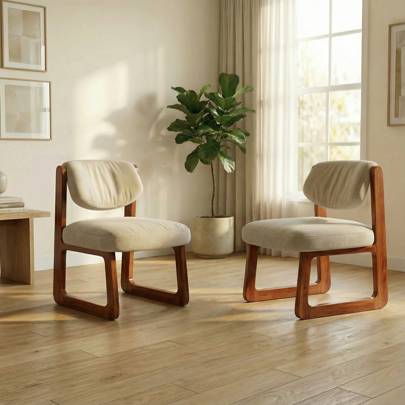 Chaise rembourrée moderne de 21 po avec dossier réglable, structure en bois massif (finition noyer), chaise décorative confortable, convient aux salles à manger ou aux bureaux à domicile, disponible en ensemble de 2