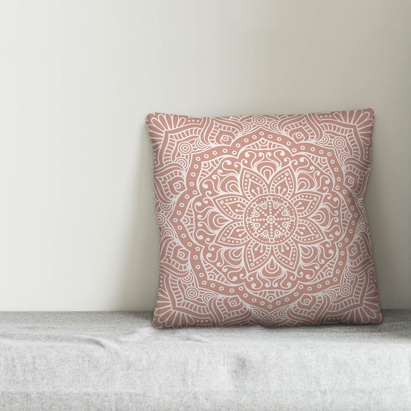 Damask Throw Pillow, 16" x 16", Blush