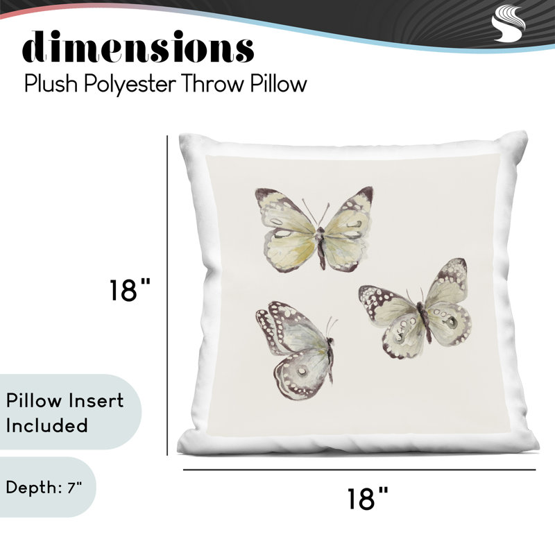 Coussin décoratif à imprimé de papillons isolés, design par Patricia Pinto, 18 x 7 x 18, Papillon brun 1