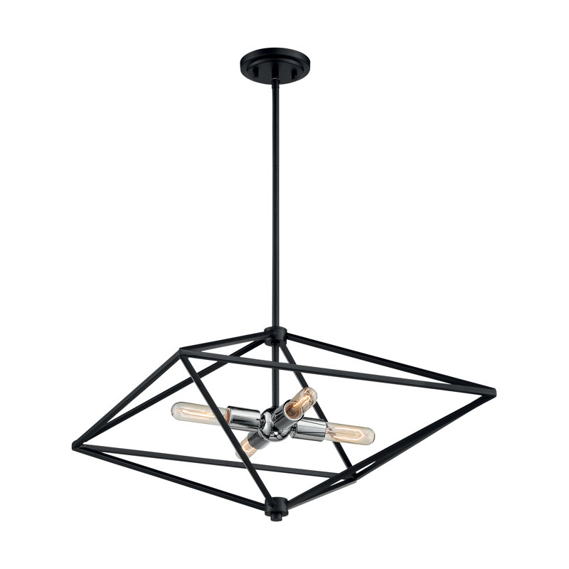 Palmerii 4 - Light Steel Dimmable Geometric Chandelier, 13.88" H x 22" W x 22" D