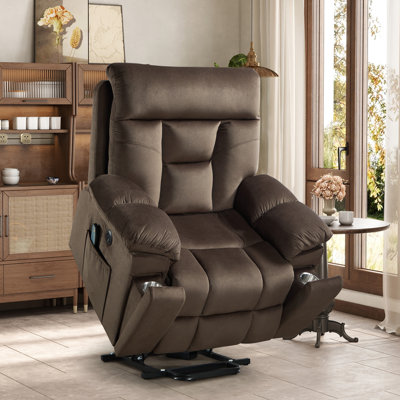 39.76" Wide Oversize Ultra Microfiber With Super Soft Padding Electric Lift Assist Reclining Chair With Massage Heating & Cup Holders & USB & Side Pocket