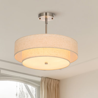 Maskell 4-Light Fabric Semi Flush Mount Ceiling Light Chandelier Drum Pendant