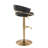 Contemporary Adjustable Barstool With Swivel In Gold Metal And Black Faux Leather With Rounded T Footrest By  - Set Of 2-1062293999