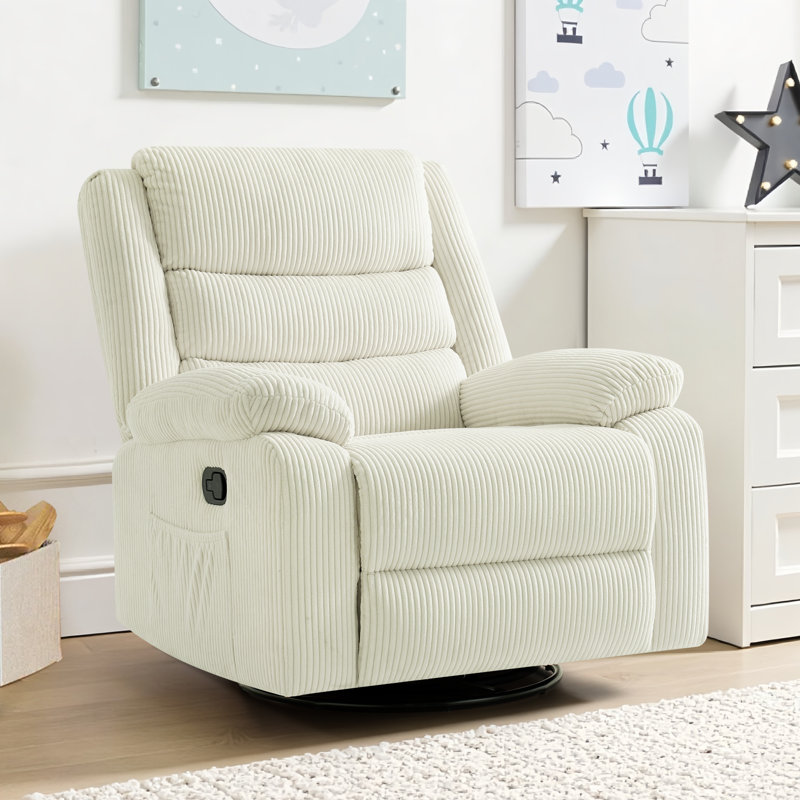 360° swivel Rocker Oversized Recliner Chair Nursery, Beige