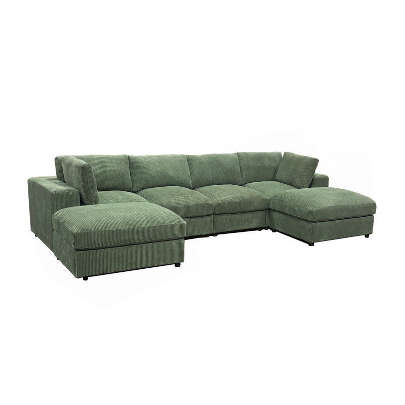 Canapé modulaire réversible en velours côtelé, L 132 po