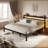 King Metal Platform Bed with Storage Headboard, Charging Station, LED Lights, Easy Assembly, Black-1904523165-1904523163