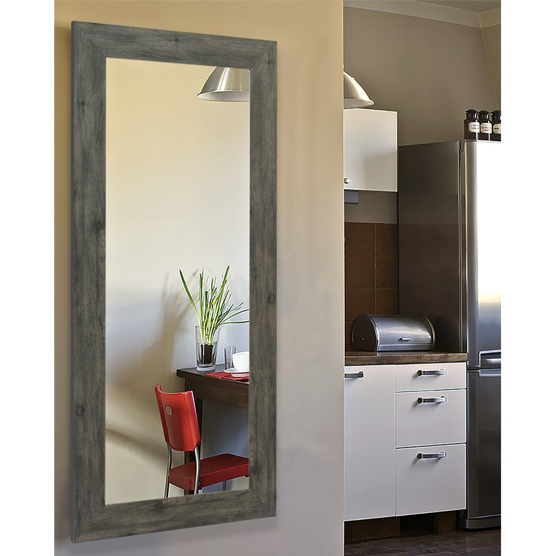 Hruby Engineered Wood Flat Wall Mirror, 26" H x 64" W, Grey