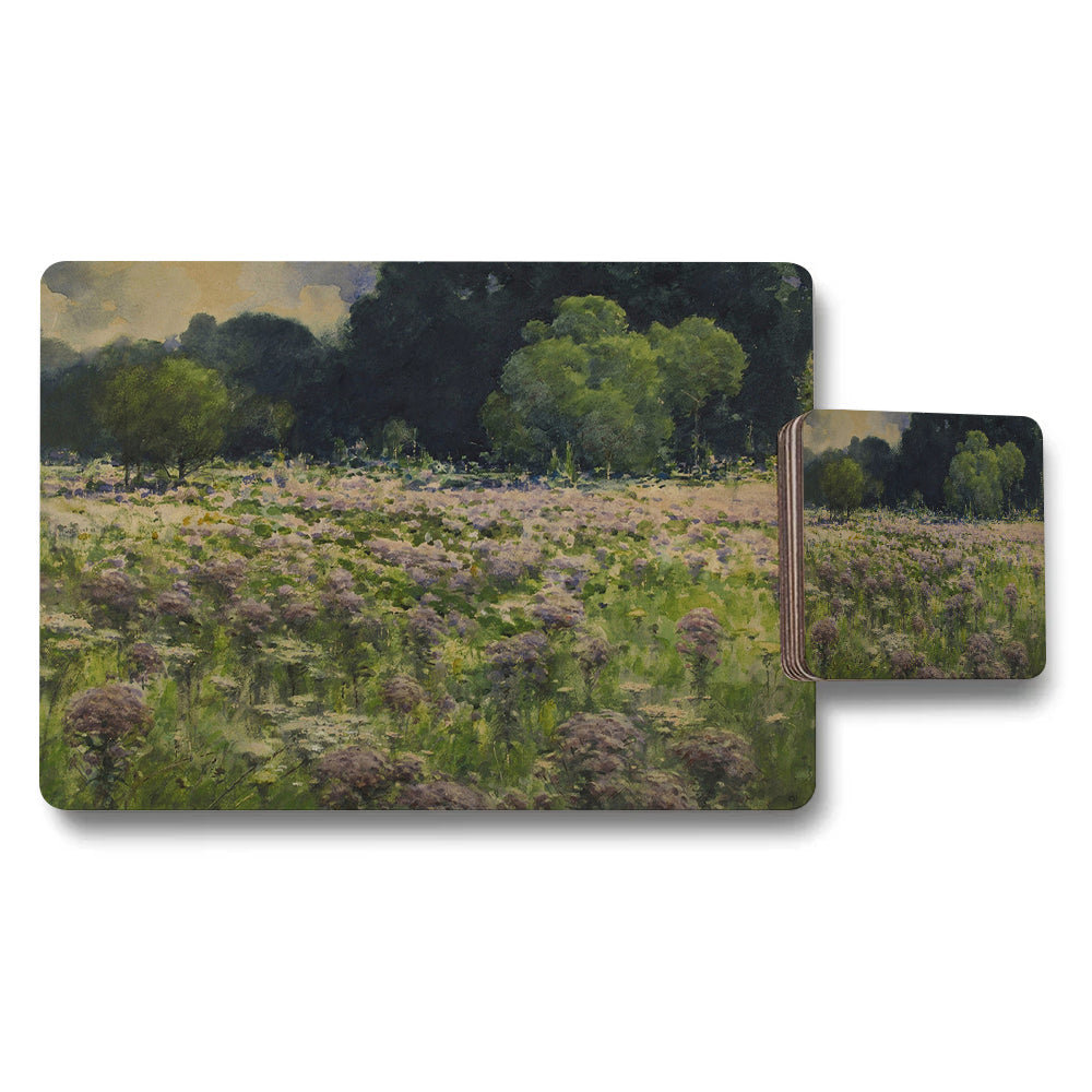 Impressionist Field and Trees Placemat and Coaster Set