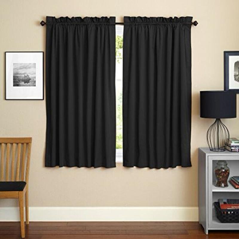 Paire de rideaux isolants avec pattes Cotswold, Noir / gris acier, l 52" x L 63"