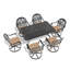 Ensemble de salle à manger 7 pièces en fonte d'aluminium toutes saisons, comprenant 6 chaises pivotantes et une table rectangulaire avec cadre noir, trou pour parasol-1666044413
