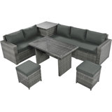 Ensemble de canapé modulaire d'extérieur en rotin de polyéthylène pour l'extérieur avec siège réglable 6 pièces