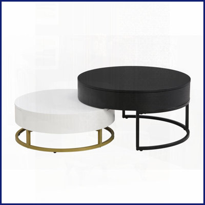 Table basse gigogne moderne avec plateau relevable et amp; 2 tiroirs - Multifonctionnel peu encombrant pour le salon