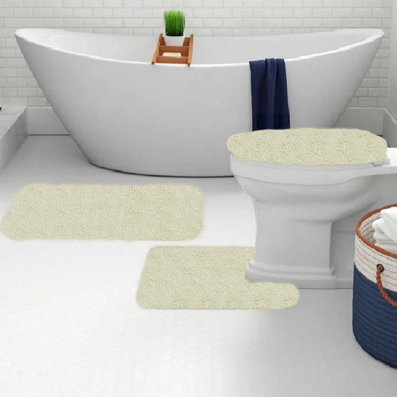 Saveion Non-Slip Bath Rug, Beige
