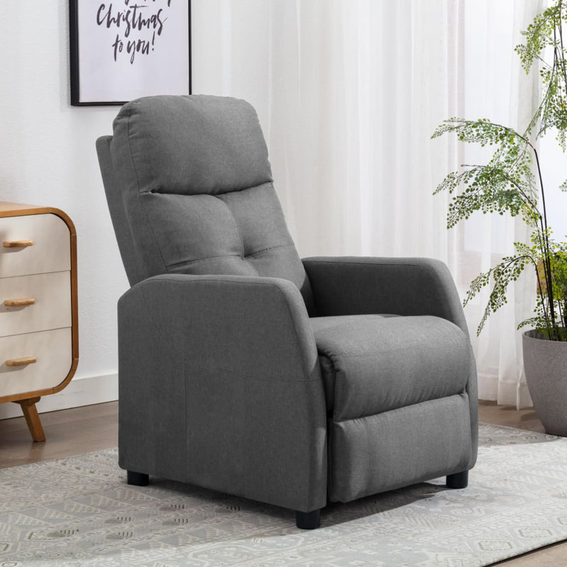 Porter Recliner Leisure Adjustable Cozy Chair for Home Theater Cinema Fabric, Light Gray Polyester