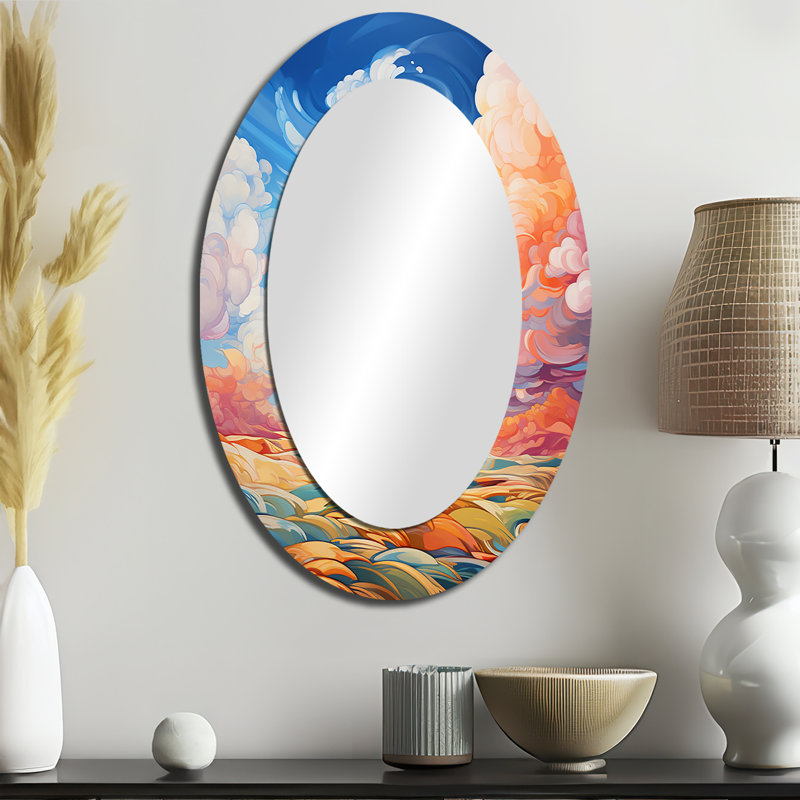 Clouds Skys Canvas VI - Modern Oval Wall Mirror, 36" x 24"