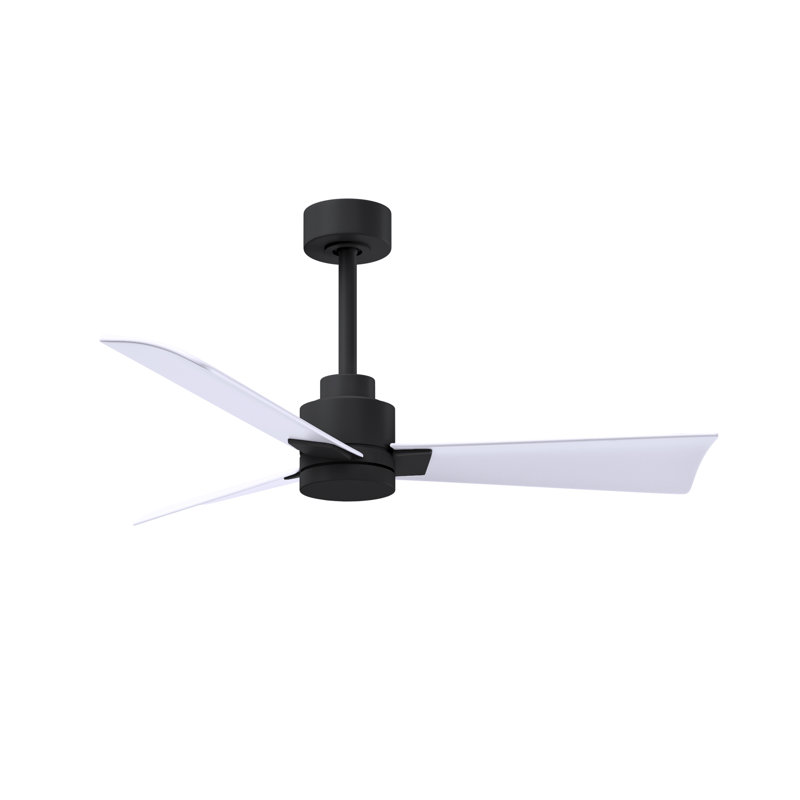 Alessandra Outdoor Downrod Ceiling Fan, Matte Black, Matte White