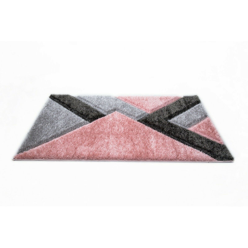 Hudnall Geometric Shag Area Rug, Rectangle 60 x 110cm