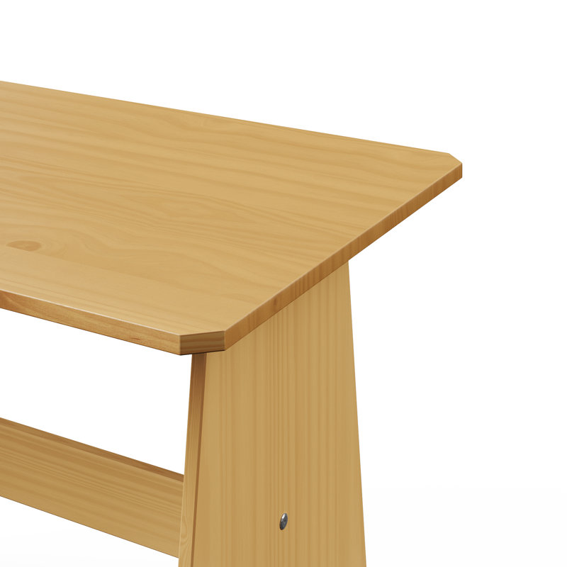 Ensemble de salle à manger 3 pièces 28,94 po en bois massif compact avec table et bancs - finition chêne naturel, Beige