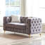Canapé en velours de luxe 61,25 pouces avec boutons capitonnés Chesterfield avec 2 coussins et pieds en métal-1372172962-1372172966