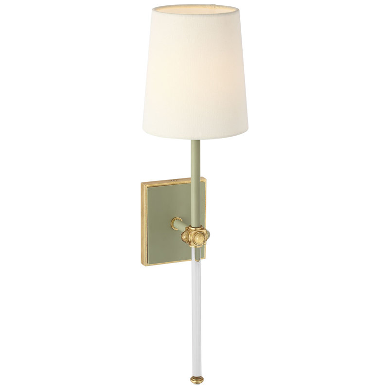 Julie Neill Lucia 21" Cordless Sconce with Linen Shade, Celadon/Crystal