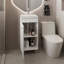 Meuble-lavabo autoportant Rivera avec une porte, deux tablettes et un meuble-lavabo en résine-1529672972