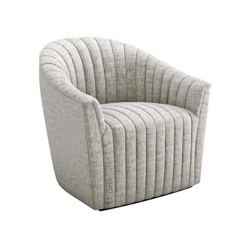 Channel Upholstered Swivel Barrel Chair, Storm