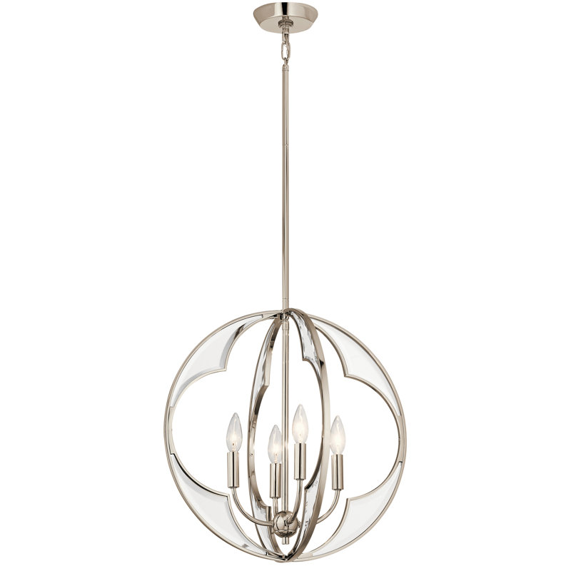 Lustre 4 lumières Grisham, Nickel poli