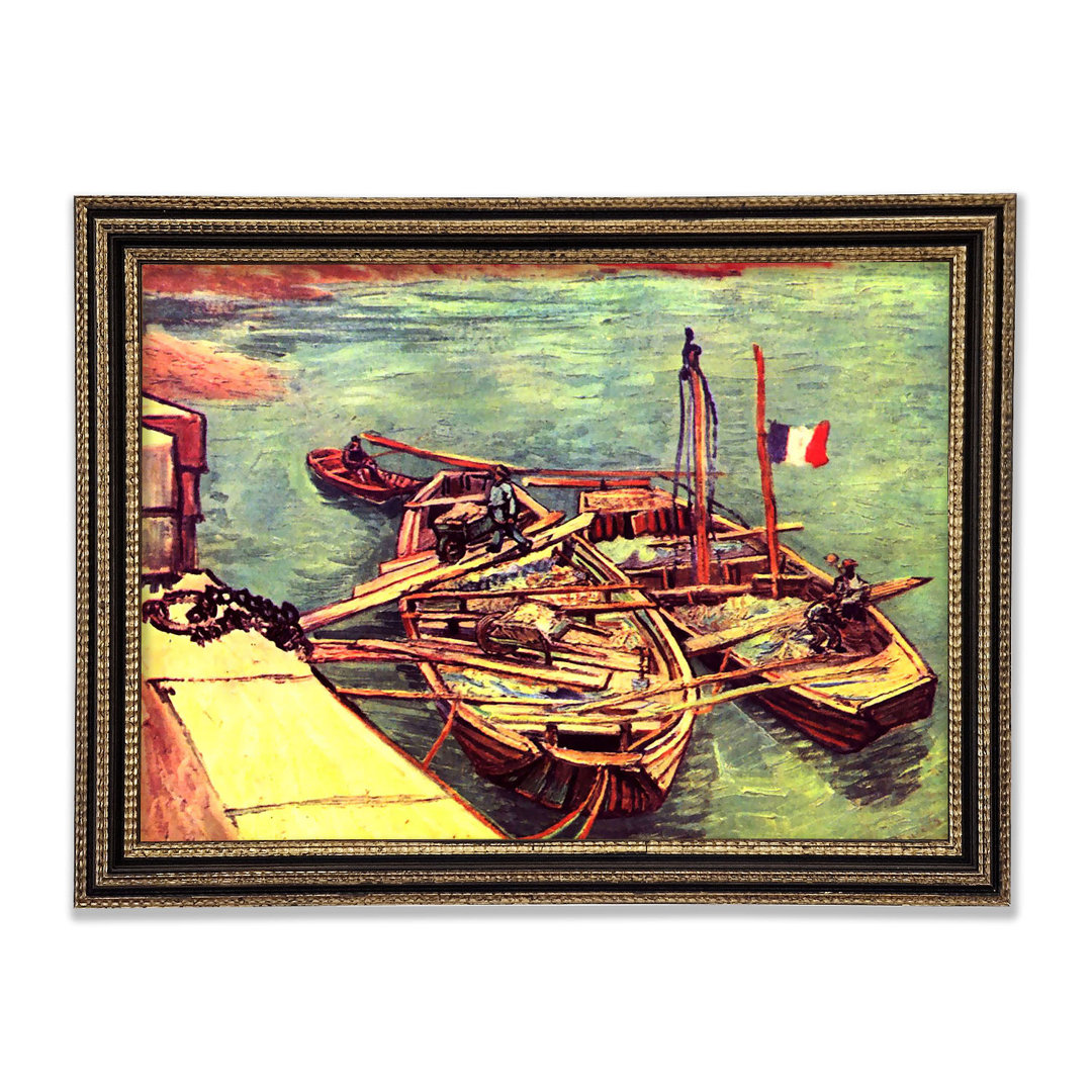 Van Gogh Boote mit Sand Gerahmter Druck