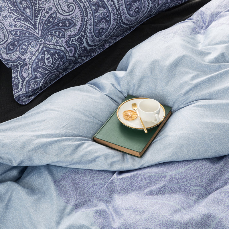 Ensemble de housse de couette en coton et satin de coton, Housse de couette de grande taille et 2 coussins d