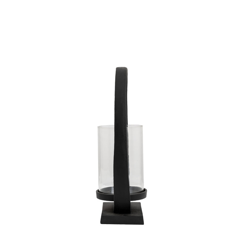 Aluminium / Glass Tabletop Lantern, 32.5cm H x 19.5cm W x 11cm D