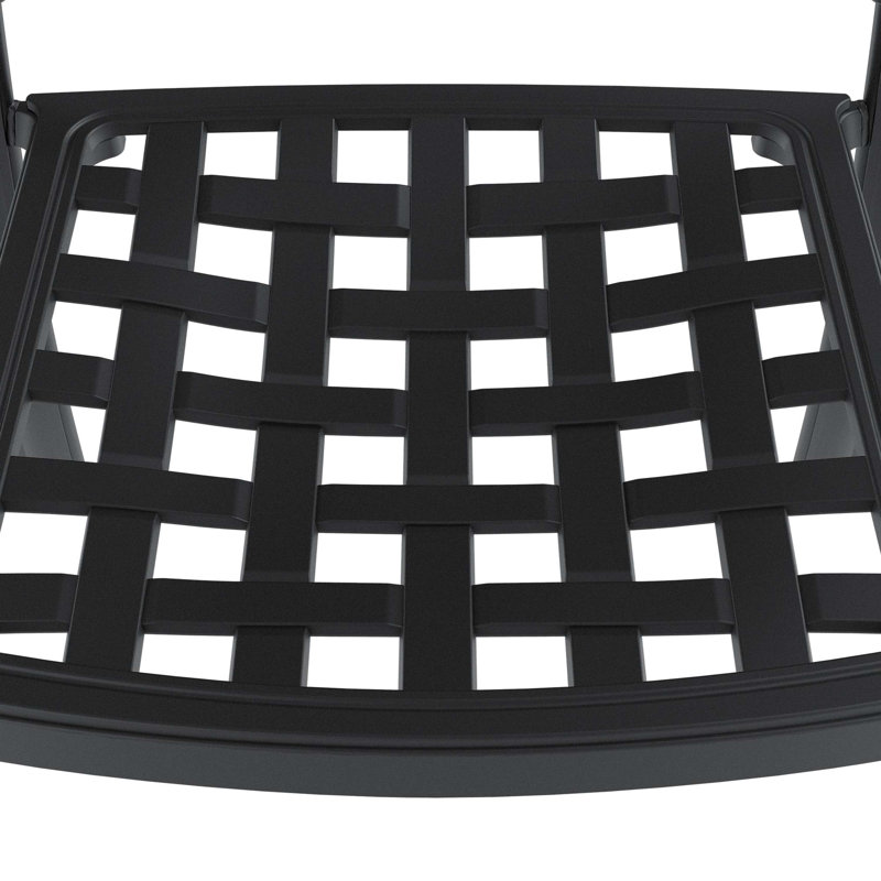 5-Piece Cast Aluminum Patio Furniture Set With Black Frame And Blue Seat Cushions, Blue, 5