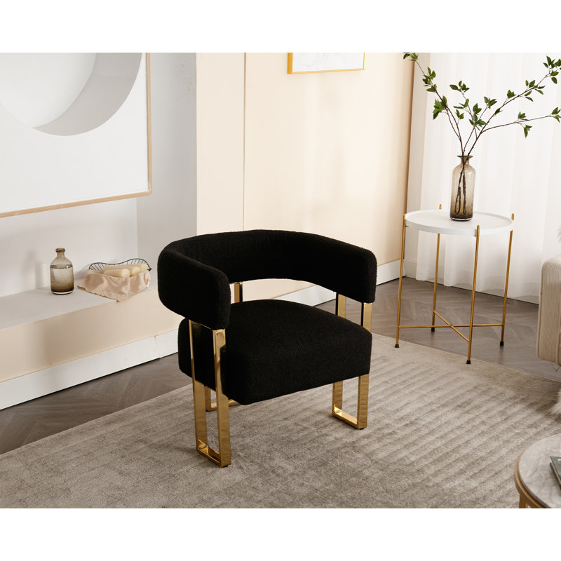 Nyjee Upholstered Barrel Chair, Black Polyester