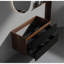 Meuble-lavabo mural 36 po en noyer avec tiroirs noirs doux SANS lavabo, armoire de salle de bain flottante murale-131570066