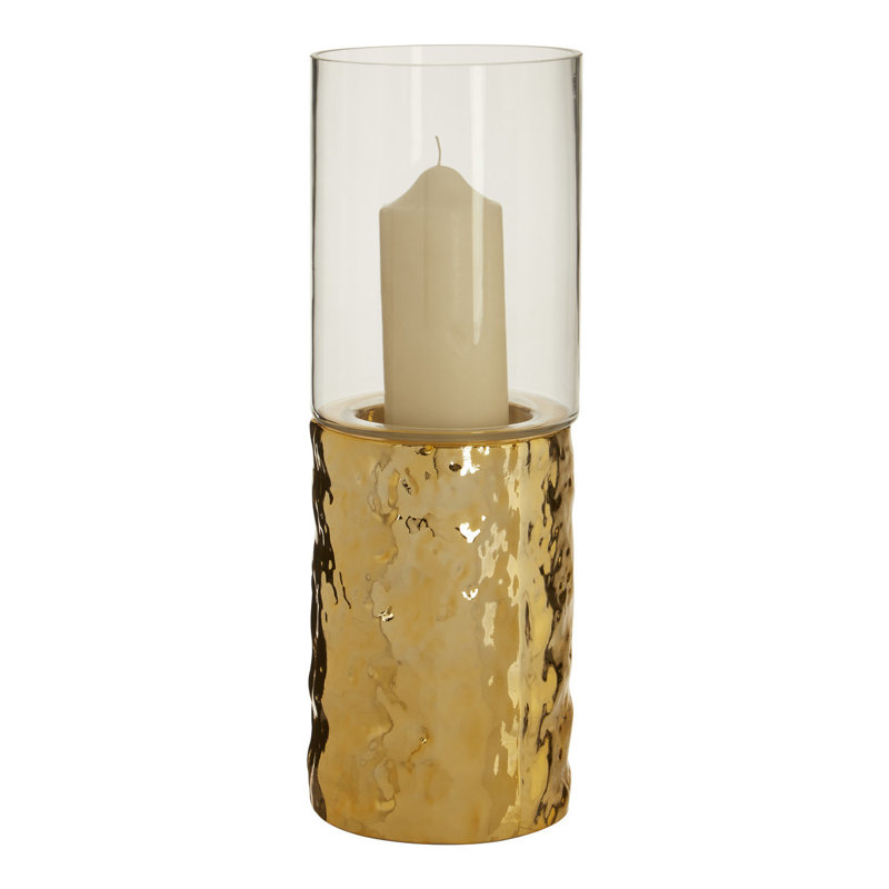 Glass Tabletop Candlestick, 42cm H x 15cm W x 15cm D