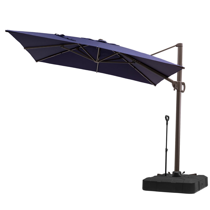 Parasol rectangulaire en porte-à-faux 128 po x 104 po avec base Easy-Move | Mobilité d'une personne, Marine