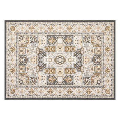 Tapis à motif géométrique à motif de treillis géométrique de style vieilli, lavable à la machine, résistant aux marques et antidérapant pour le salon, la chambre à coucher