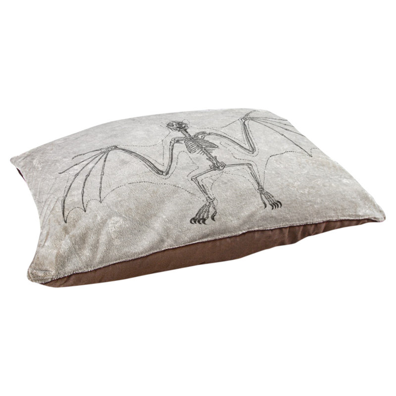 Coussin bat squelette designer Burien, Marron foncé, L 19,5 po x l 29,5 po