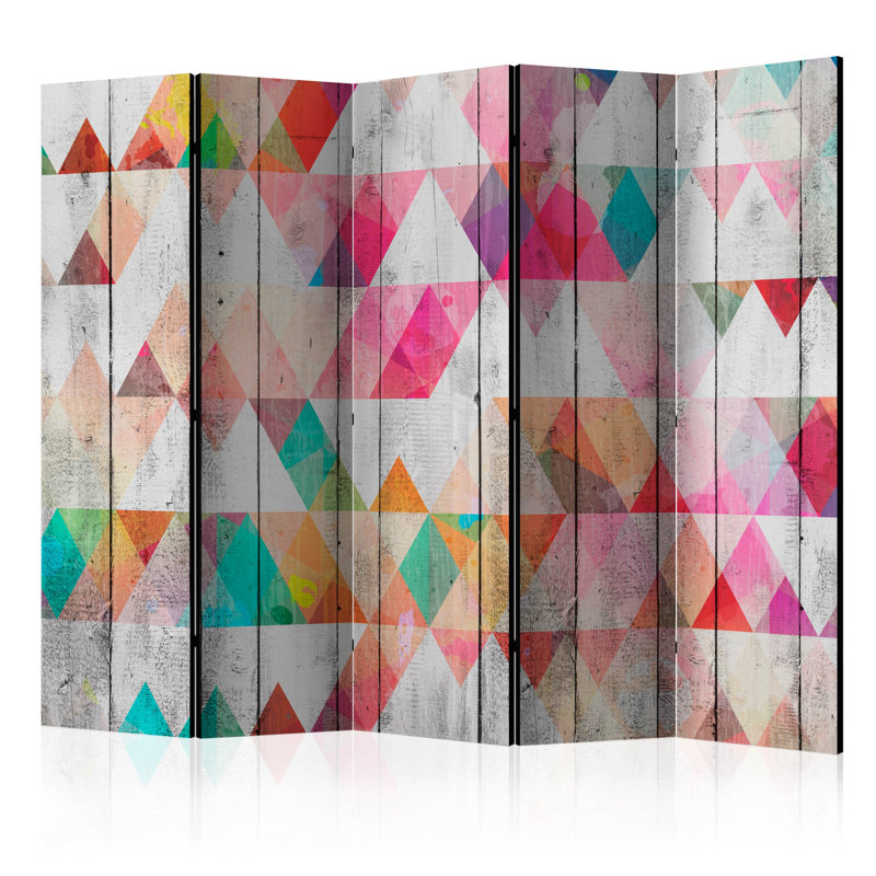 225cm W x 172cm H 5 - Panel Wood Folding Room Divider