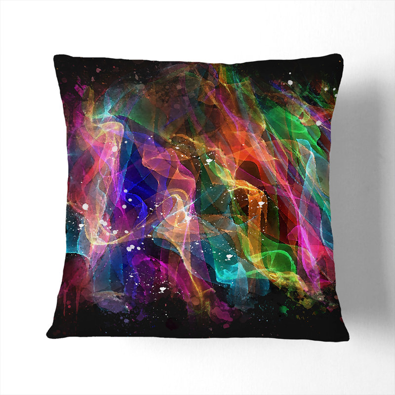 Rainbow Smoke Vol (4) Square Throw Cushion, Black, 55cm H x 55cm W x 20cm D