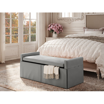 Banc de rangement en lin Elegance Anaiah pour le salon