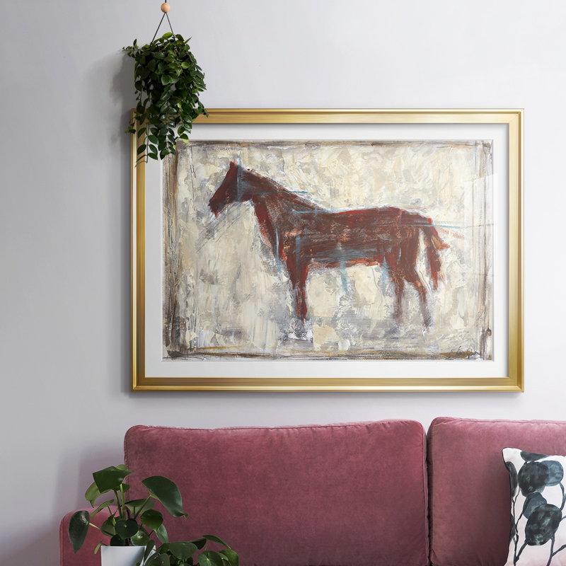 Iron Equine I, reproduction d'art encadrée, Or, H 27 po x l 39 po x P 1,5 po