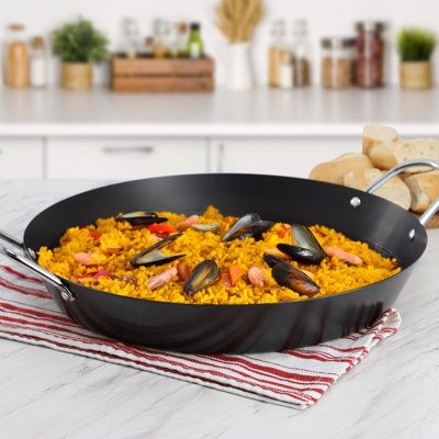 Poêle à paella en acier au carbone antiadhésif gris foncé Oster Smithfire