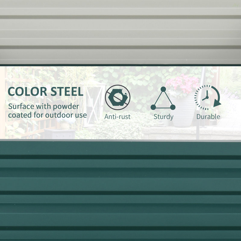 Outsunny Galvanized Raised Garden Bed, 4' X 4' X 1' Metal Planter Box, For Growing Vegetables, Flowers, Herbs, Succulents, Green