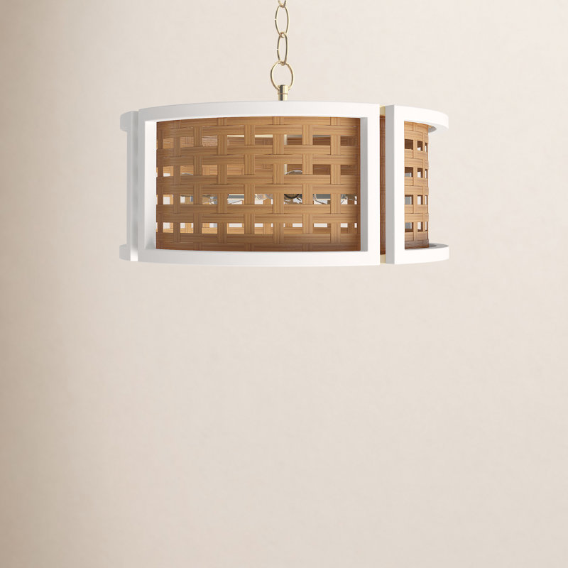 4 - Light Flat White/ Matte Brass Drum Pendant