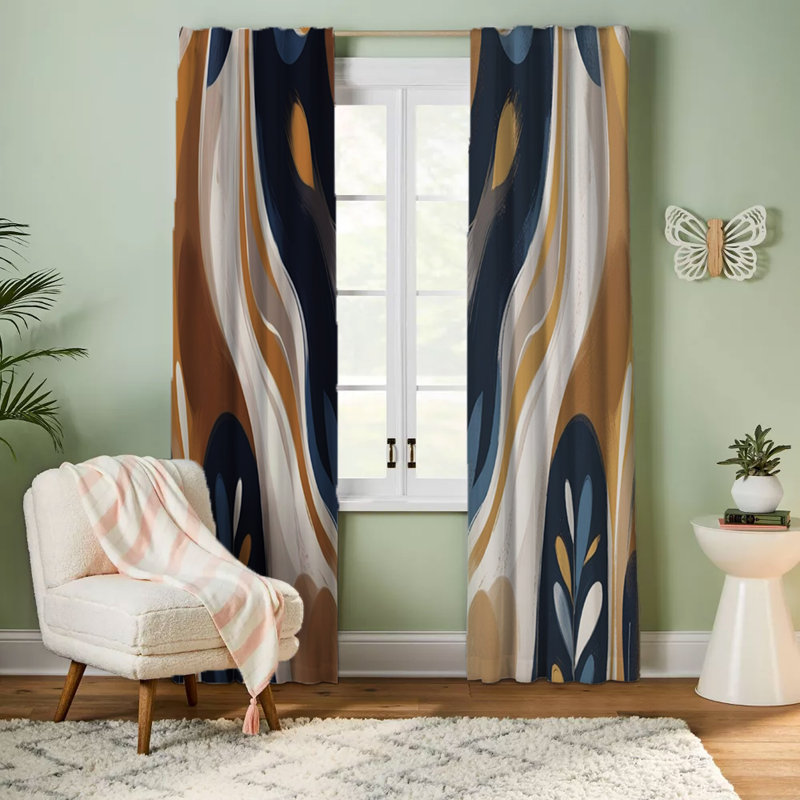 Modern Abstract Lined Window Curtains