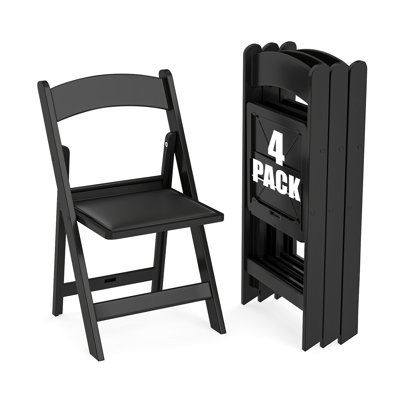 Ensemble de 4 chaises pliantes avec dossier incurvé et siège rembourré, chaises pliantes en PP pour salle de réunion / fête / hôtel / jardin, capacité de poids de 500 lb
