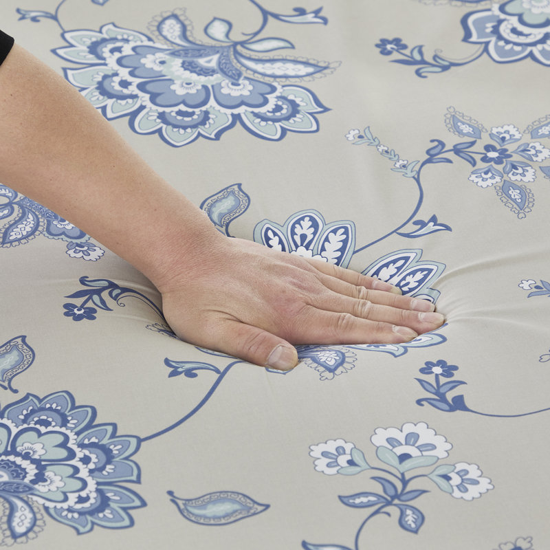 Ensemble de literie 100% coton égyptien, ensemble de literie 4 pièces à motif floral de luxe à densité de tissage 800 dans un motif damassé bohème, doux et respirant, pour la chambre d'amis