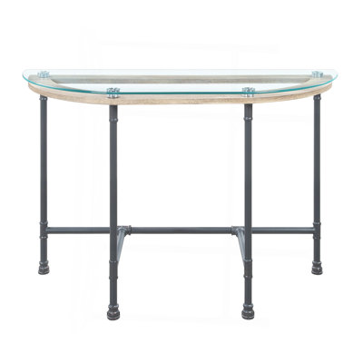 Clear Glass & Sandy Gray Finish Sofa Table